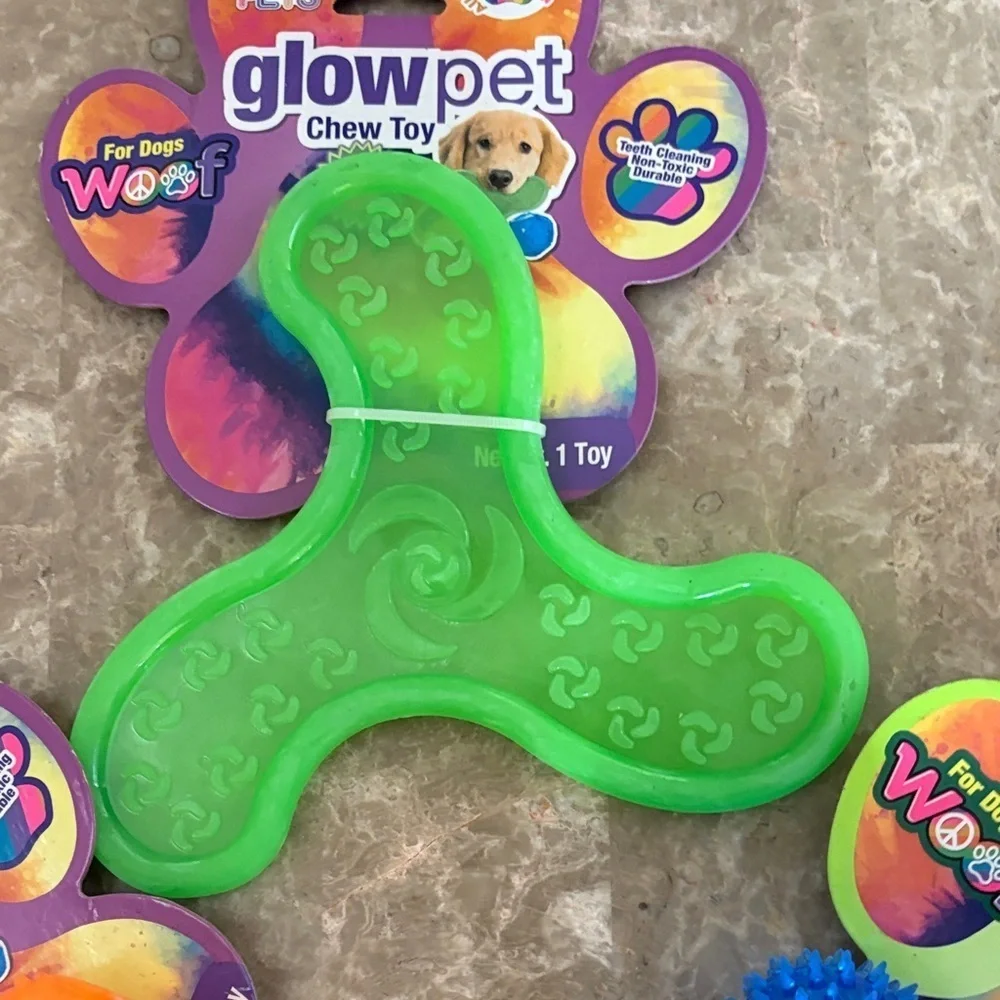 Kong Glow Pet Chew Toys - Bright Green, Orange, Blue